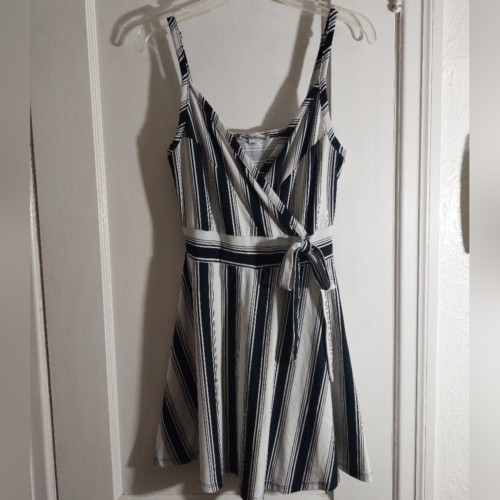 Black + White Striped Swing Romper Size Medium Summer Beach Vacation